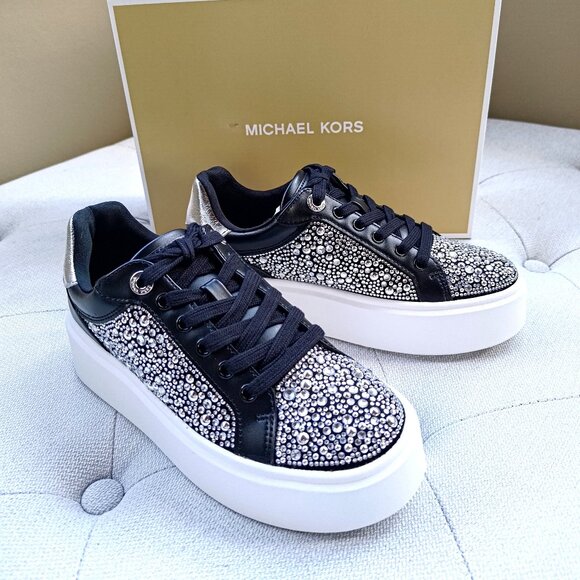 Michael Kors Shoes - Michael Kors Romey Embellished Platform Sneaker Black 49F5RMFS1S
